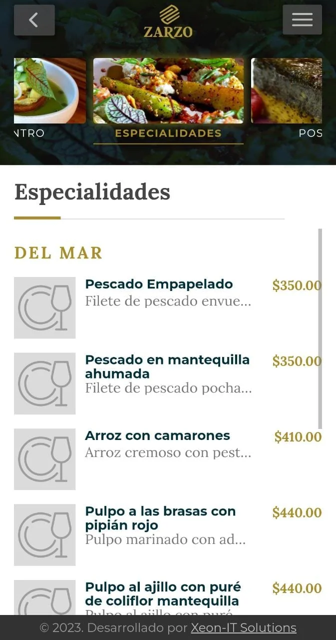 Menú de Restaurante